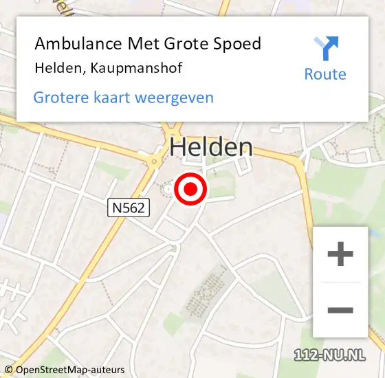 Locatie op kaart van de 112 melding: Ambulance Met Grote Spoed Naar Helden, Kaupmanshof op 3 april 2024 12:58