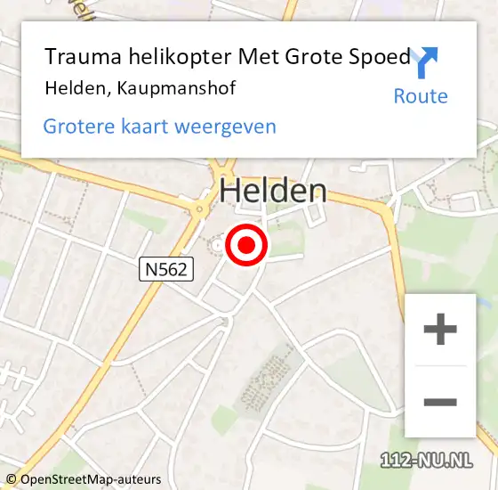 Locatie op kaart van de 112 melding: Trauma helikopter Met Grote Spoed Naar Helden, Kaupmanshof op 3 april 2024 12:58