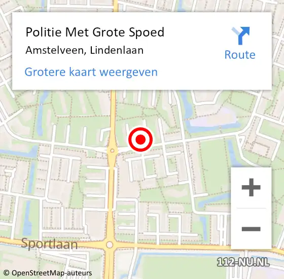 Locatie op kaart van de 112 melding: Politie Met Grote Spoed Naar Amstelveen, Lindenlaan op 3 april 2024 13:02