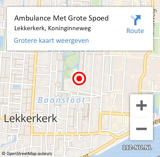 Locatie op kaart van de 112 melding: Ambulance Met Grote Spoed Naar Lekkerkerk, Koninginneweg op 3 april 2024 13:15