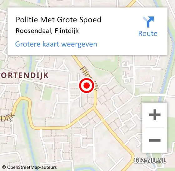 Locatie op kaart van de 112 melding: Politie Met Grote Spoed Naar Roosendaal, Flintdijk op 3 april 2024 13:30