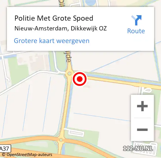 Locatie op kaart van de 112 melding: Politie Met Grote Spoed Naar Nieuw-Amsterdam, Dikkewijk OZ op 3 april 2024 13:59