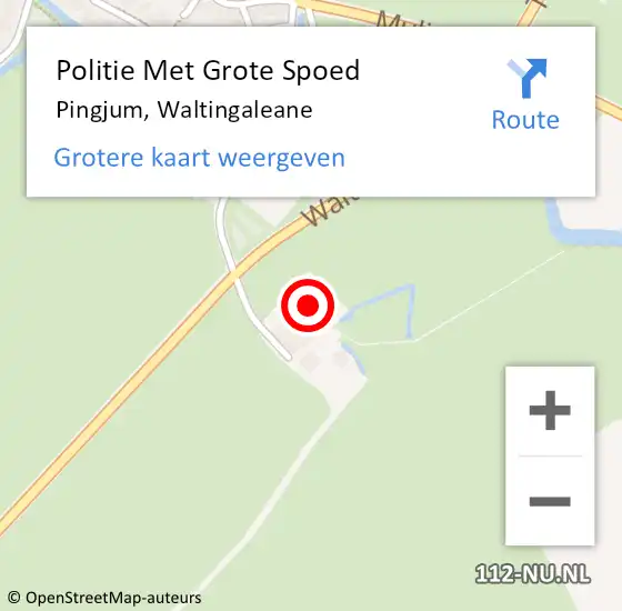 Locatie op kaart van de 112 melding: Politie Met Grote Spoed Naar Pingjum, Waltingaleane op 3 april 2024 14:24