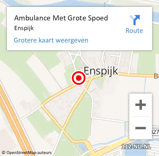 Locatie op kaart van de 112 melding: Ambulance Met Grote Spoed Naar Enspijk op 3 april 2024 15:03