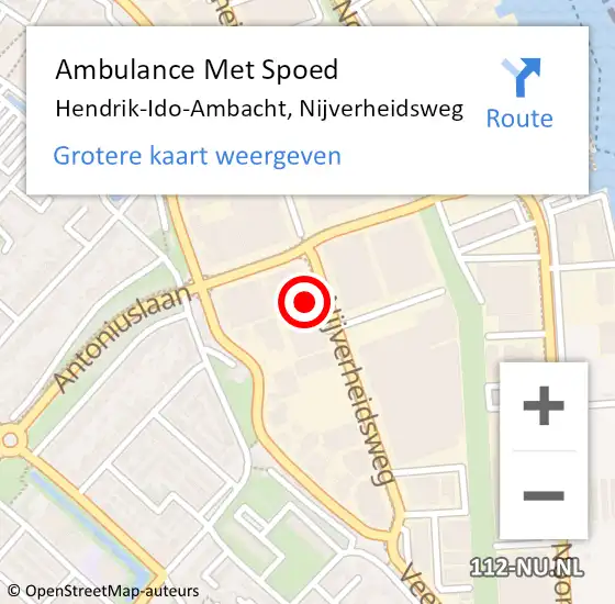 Locatie op kaart van de 112 melding: Ambulance Met Spoed Naar Hendrik-Ido-Ambacht, Nijverheidsweg op 3 april 2024 15:11
