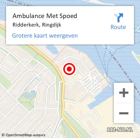 Locatie op kaart van de 112 melding: Ambulance Met Spoed Naar Ridderkerk, Ringdijk op 3 april 2024 15:57