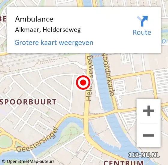 Locatie op kaart van de 112 melding: Ambulance Alkmaar, Helderseweg op 3 april 2024 16:01