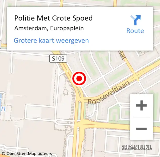 Locatie op kaart van de 112 melding: Politie Met Grote Spoed Naar Amsterdam, Europaplein op 3 april 2024 16:08