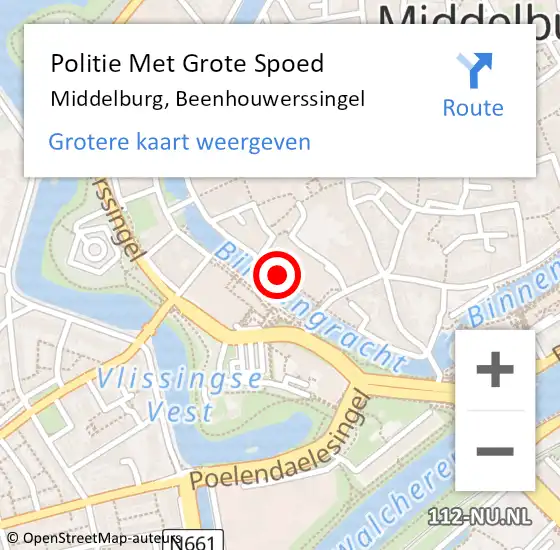Locatie op kaart van de 112 melding: Politie Met Grote Spoed Naar Middelburg, Beenhouwerssingel op 3 april 2024 16:18
