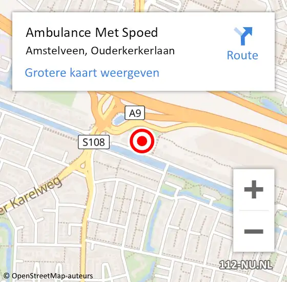 Locatie op kaart van de 112 melding: Ambulance Met Spoed Naar Amstelveen, Ouderkerkerlaan op 3 april 2024 16:37