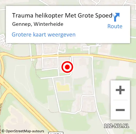 Locatie op kaart van de 112 melding: Trauma helikopter Met Grote Spoed Naar Gennep, Winterheide op 3 april 2024 16:53