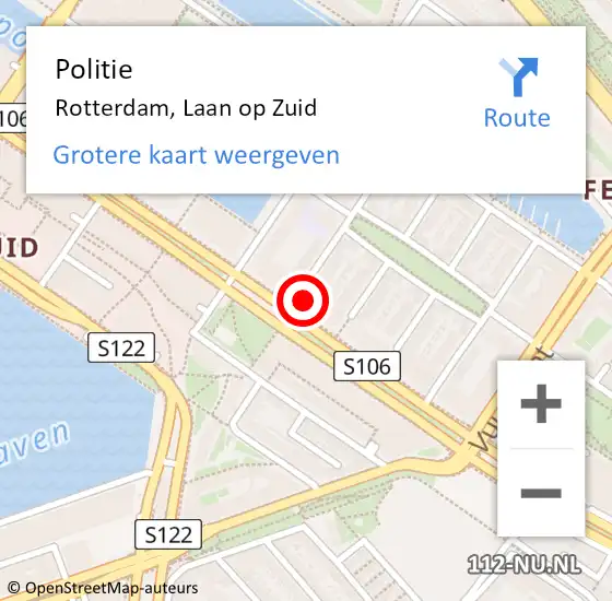 Locatie op kaart van de 112 melding: Politie Rotterdam, Laan op Zuid op 3 april 2024 17:05