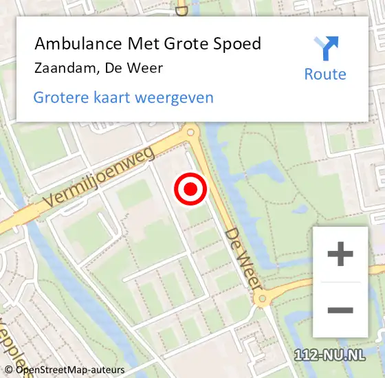 Locatie op kaart van de 112 melding: Ambulance Met Grote Spoed Naar Zaandam, De Weer op 3 april 2024 17:14