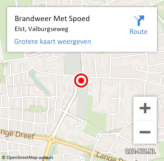 Locatie op kaart van de 112 melding: Brandweer Met Spoed Naar Elst, Valburgseweg op 3 april 2024 17:16