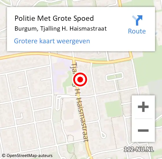 Locatie op kaart van de 112 melding: Politie Met Grote Spoed Naar Burgum, Tjalling H. Haismastraat op 3 april 2024 17:18