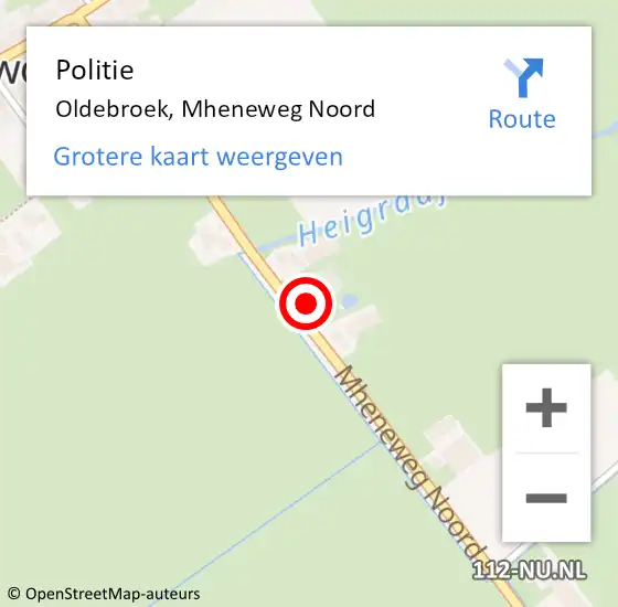 Locatie op kaart van de 112 melding: Politie Oldebroek, Mheneweg Noord op 3 april 2024 17:52