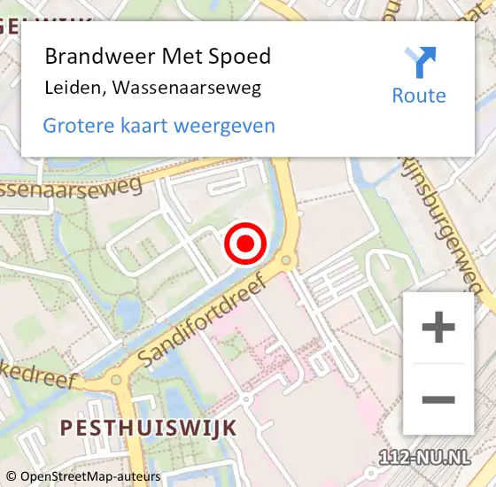 Locatie op kaart van de 112 melding: Brandweer Met Spoed Naar Leiden, Wassenaarseweg op 3 april 2024 18:42