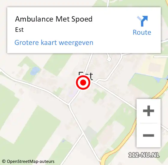 Locatie op kaart van de 112 melding: Ambulance Met Spoed Naar Est op 3 april 2024 18:53