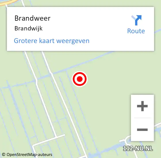 Locatie op kaart van de 112 melding: Brandweer Brandwijk op 3 april 2024 19:32