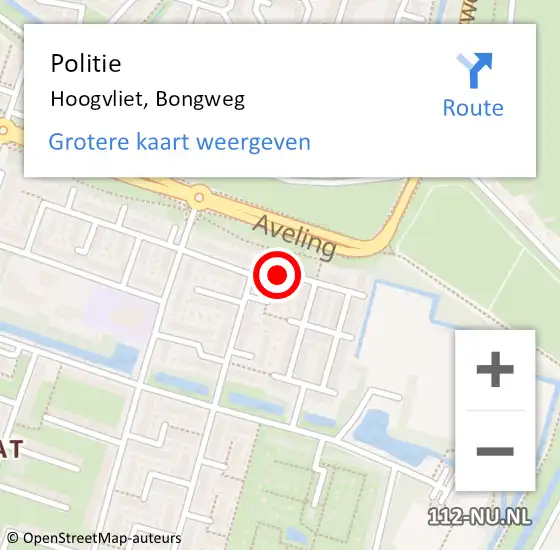 Locatie op kaart van de 112 melding: Politie Hoogvliet, Bongweg op 3 april 2024 19:36