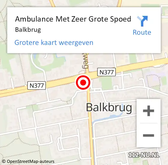 Locatie op kaart van de 112 melding: Ambulance Met Zeer Grote Spoed Naar Balkbrug op 3 april 2024 19:38