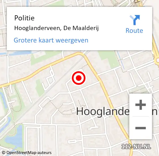 Locatie op kaart van de 112 melding: Politie Hooglanderveen, De Maalderij op 3 april 2024 19:38