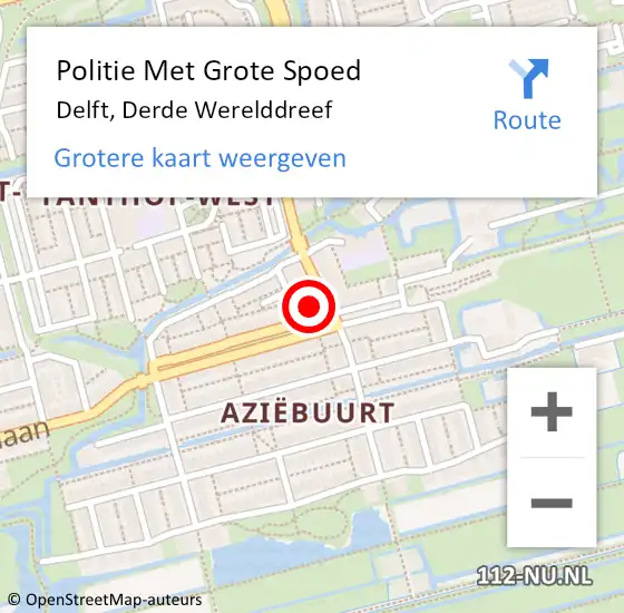 Locatie op kaart van de 112 melding: Politie Met Grote Spoed Naar Delft, Derde Werelddreef op 3 april 2024 20:10