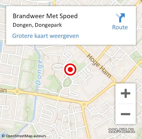 Locatie op kaart van de 112 melding: Brandweer Met Spoed Naar Dongen, Dongepark op 3 april 2024 20:30
