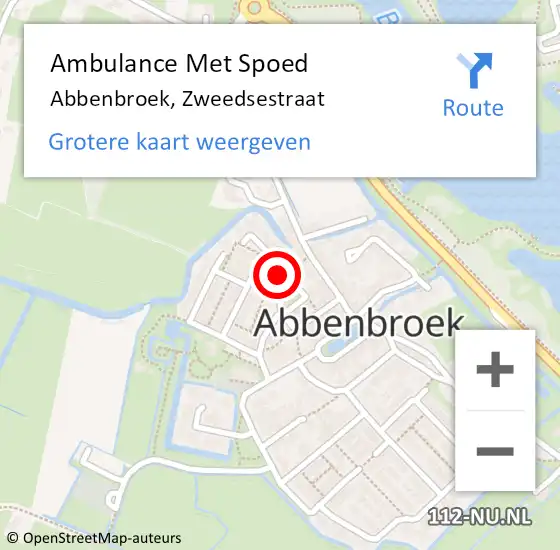Locatie op kaart van de 112 melding: Ambulance Met Spoed Naar Abbenbroek, Zweedsestraat op 3 april 2024 21:29