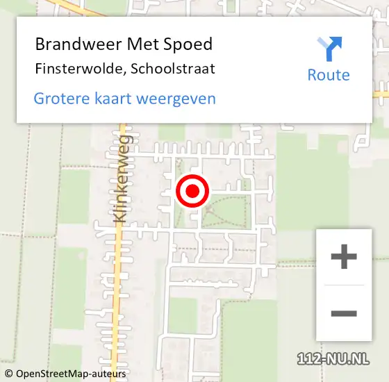 Locatie op kaart van de 112 melding: Brandweer Met Spoed Naar Finsterwolde, Schoolstraat op 3 april 2024 22:04