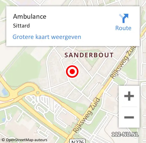 Locatie op kaart van de 112 melding: Ambulance Sittard op 3 april 2024 22:20