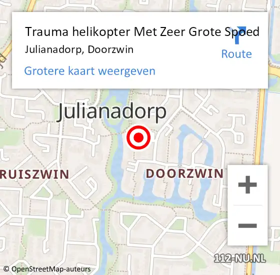 Locatie op kaart van de 112 melding: Trauma helikopter Met Zeer Grote Spoed Naar Julianadorp, Doorzwin op 3 april 2024 22:23