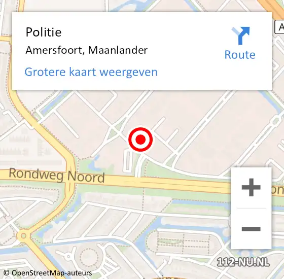 Locatie op kaart van de 112 melding: Politie Amersfoort, Maanlander op 3 april 2024 22:52