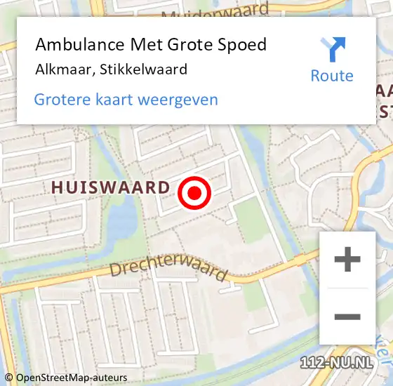 Locatie op kaart van de 112 melding: Ambulance Met Grote Spoed Naar Alkmaar, Stikkelwaard op 3 april 2024 23:05