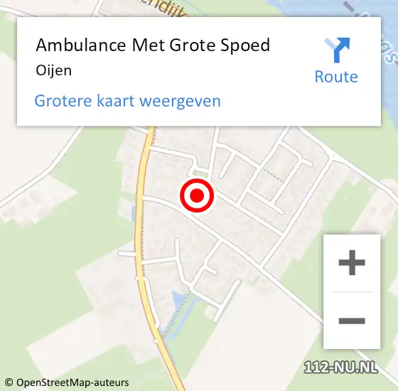 Locatie op kaart van de 112 melding: Ambulance Met Grote Spoed Naar Oijen op 4 april 2024 00:30