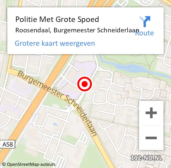 Locatie op kaart van de 112 melding: Politie Met Grote Spoed Naar Roosendaal, Burgemeester Schneiderlaan op 4 april 2024 00:34