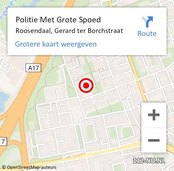 Locatie op kaart van de 112 melding: Politie Met Grote Spoed Naar Roosendaal, Gerard ter Borchstraat op 4 april 2024 01:58