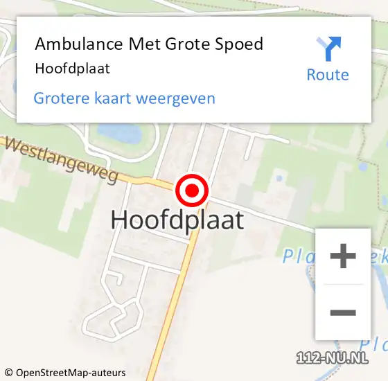 Locatie op kaart van de 112 melding: Ambulance Met Grote Spoed Naar Hoofdplaat op 4 april 2024 04:51