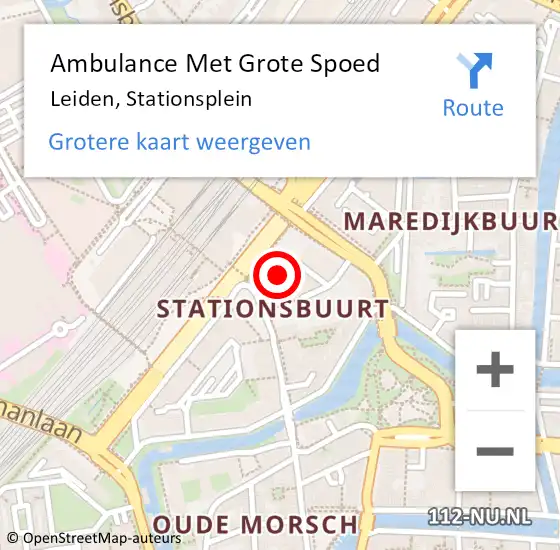 Locatie op kaart van de 112 melding: Ambulance Met Grote Spoed Naar Leiden, Stationsplein op 4 april 2024 05:30