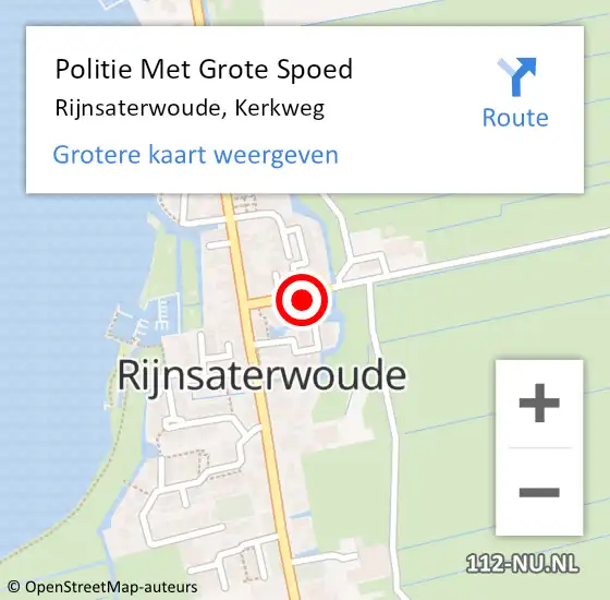 Locatie op kaart van de 112 melding: Politie Met Grote Spoed Naar Rijnsaterwoude, Kerkweg op 4 april 2024 06:39