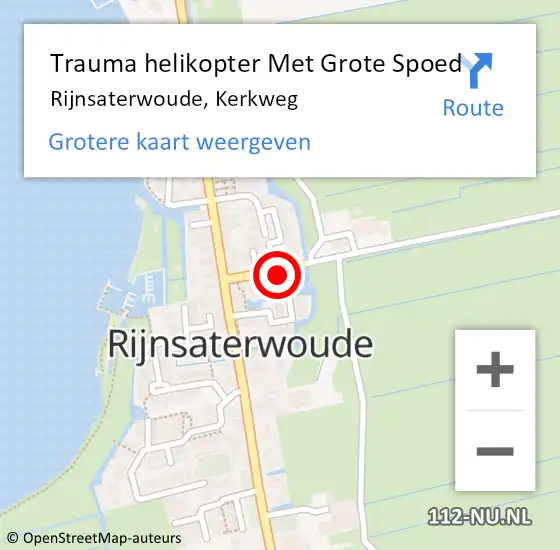 Locatie op kaart van de 112 melding: Trauma helikopter Met Grote Spoed Naar Rijnsaterwoude, Kerkweg op 4 april 2024 06:40
