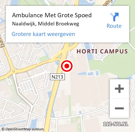 Locatie op kaart van de 112 melding: Ambulance Met Grote Spoed Naar Naaldwijk, Middel Broekweg op 4 april 2024 07:30
