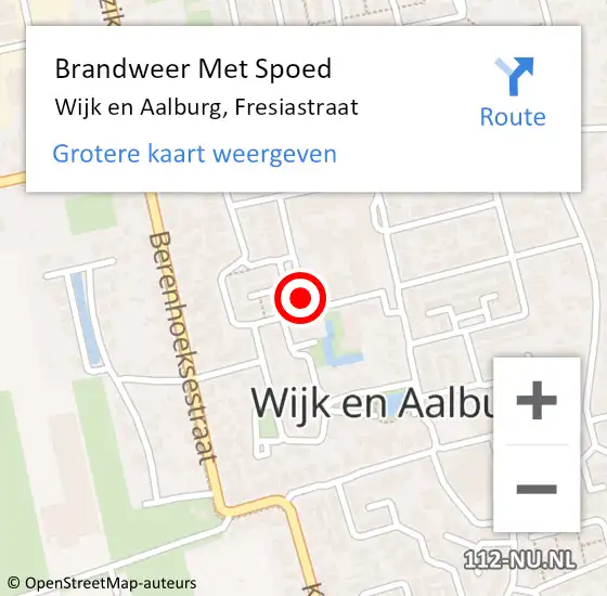 Locatie op kaart van de 112 melding: Brandweer Met Spoed Naar Wijk en Aalburg, Fresiastraat op 4 april 2024 07:42