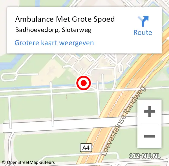 Locatie op kaart van de 112 melding: Ambulance Met Grote Spoed Naar Badhoevedorp, Sloterweg op 4 april 2024 08:10