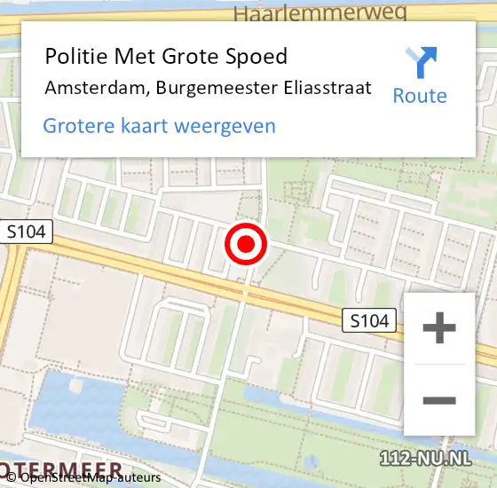 Locatie op kaart van de 112 melding: Politie Met Grote Spoed Naar Amsterdam, Burgemeester Eliasstraat op 4 april 2024 08:22
