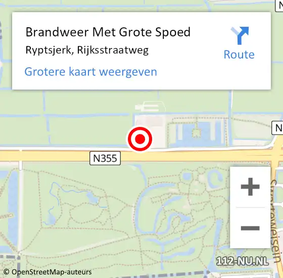 Locatie op kaart van de 112 melding: Brandweer Met Grote Spoed Naar Ryptsjerk, Rijksstraatweg op 4 april 2024 08:59