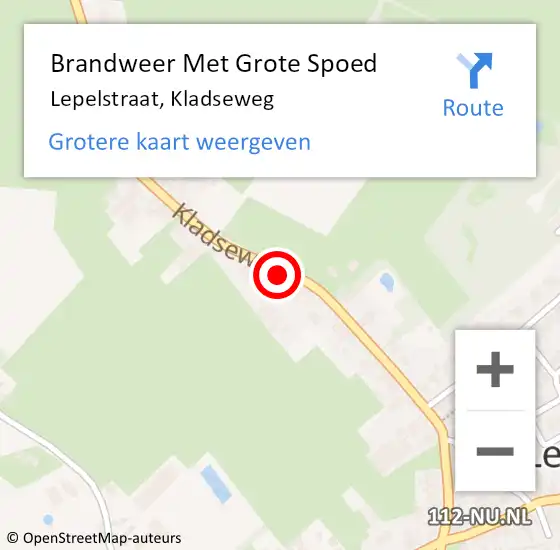 Locatie op kaart van de 112 melding: Brandweer Met Grote Spoed Naar Lepelstraat, Kladseweg op 4 april 2024 09:02