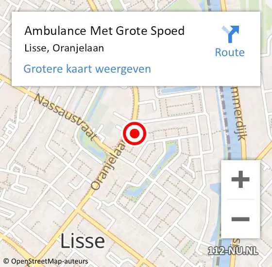 Locatie op kaart van de 112 melding: Ambulance Met Grote Spoed Naar Lisse, Oranjelaan op 4 april 2024 10:07