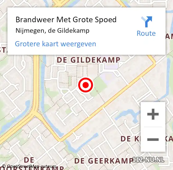 Locatie op kaart van de 112 melding: Brandweer Met Grote Spoed Naar Nijmegen, de Gildekamp op 4 april 2024 10:19