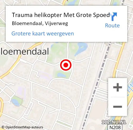 Locatie op kaart van de 112 melding: Trauma helikopter Met Grote Spoed Naar Bloemendaal, Vijverweg op 4 april 2024 10:45